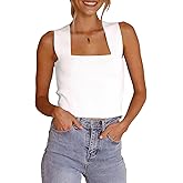 Zwurew Women's Knit Square Neck Tank Tops 2026 Summer Casual Sleeveless Sweater Fitted Shirts Tanks