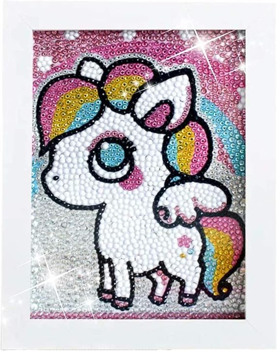 Unicorn Diamond Painting Full Kits for Kids with The White Frame