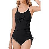 Luckrizyy Girls Swimsuit One Piece Bathing Suit Twist Cross Adjustable Strap Quick Dry Beach Pool Teen Swimwear 7-16Y