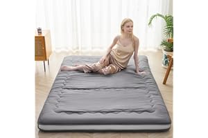 Auemtyn Japanese Floor Mattress, 4" Japanese Futon Mattress, Foldable & Portable Shiki Futon (shikibuton), Roll Up Thicken Sleeping Tatami Mat Sleeping Pad for Camping (Grey, 54 x 80)