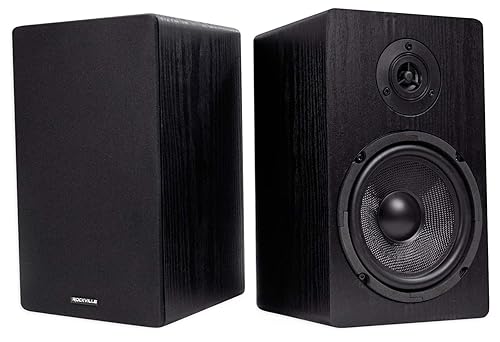 Rockville Pair RockShelf 64B Black Home Bookshelf Speakers W