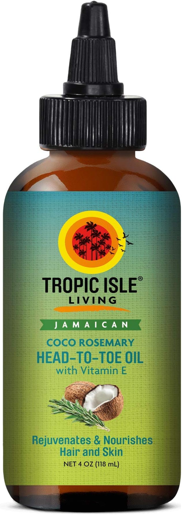 Tropic Isle Jamaican Coco Rosemary Head-to-Toe Oil with Vitamin E 4 oz.