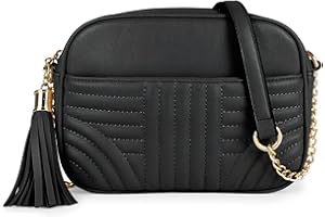 EVVE Quilted Crossbody Bags for Women - Stylish Camera Bag with Tassel - Lightweight Medium Size Shoulder Purse