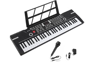 MIZAYI 61 keys keyboard piano, Electronic Digital Piano with Built-In Speaker Microphone, Sheet Stand and Power Supply, Portable piano Keyboard Gift Teaching for Beginners -Black