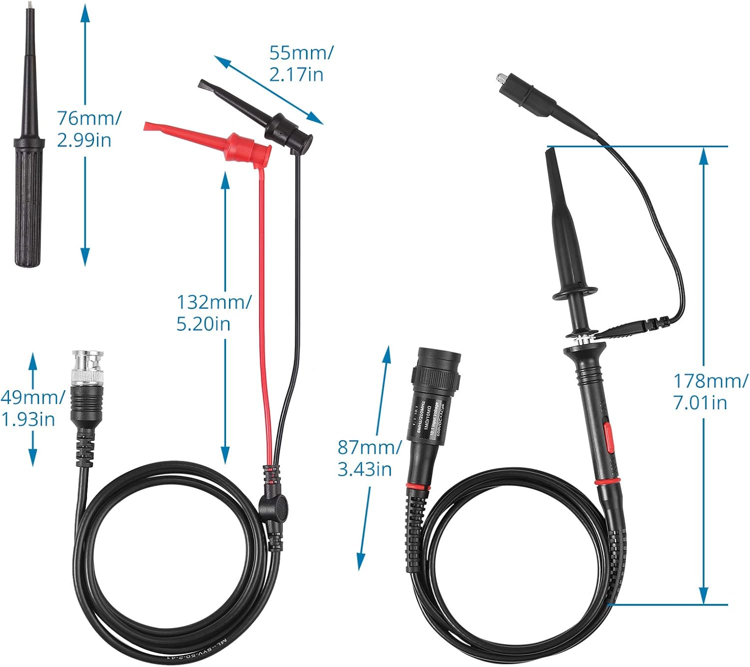 Proster 200Mhz Oscilloscope Probe Clip Scope Test BNC End Probe P2200