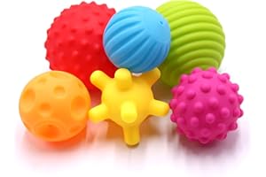 DOPHYRANIX 6 Pack Sensory Balls Set for Babies, Soft & Textured Balls with Bright Colors and Sounds for Baby Toddler