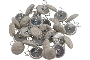 DriYwld Upholstery Tacks Bed Skirt Pins - 30 Pcs Fabric Covered Button Twist Pins for Slipcovers, Bedskirts, Armrest Covers, Headliners (Natural)