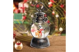 SINOFAYAR Christmas Snow Globes Lantern, Christmas Table Decorations with 8 Songs, 6H Timer, Battery & USB Powered Glitter Christmas Music Box Home Decor