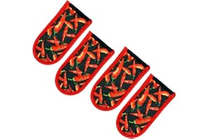 Evoio Cast Iron Skillet Handle Covers, Pot Handle Covers Heat Resistant, Heat Resistant Pan Pot Skillet Hot Handle Holder Sleeves Mitt Cover for Kitchen, BBQ and Baking Cookware (4-Pack Red Peppers)