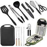 Camping Cooking Cookware Kitchen Set - Camp Accessories Cook Utensils Kit, Camping Essentials BBQ Silicone Mess Kit for Backp