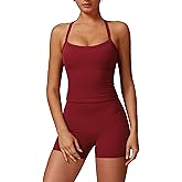 ABEHIK Two Piece Workout Sets for Women Sports Bra Tank Top High Waist Booty Lifting Shorts Gym Yoga Active Wear Outfits