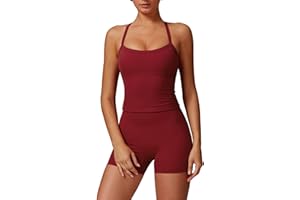 ABOCIW Workout Sets for Women 2 Piece Padded Sports Bra Tank High Waist Booty Gym Shorts Active Yoga Outfits