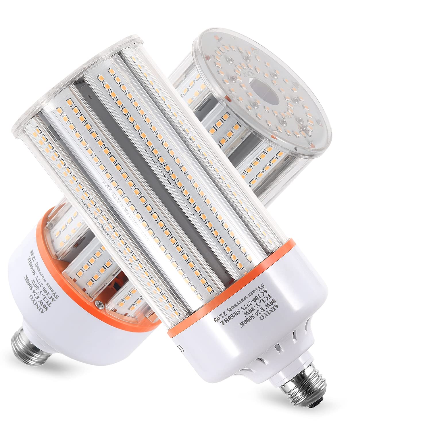 Photo 1 of 80W Led Corn Light Bulb,E26/E39 Base,5000k Daylight,110-277 V,10400lm,CFL HID 250W Metal Halide Replacement For Commercial and Industrial lighting of Large-area Shopping Mall,GYM,Street(2-Pack)
