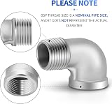 ERGAOBOY 2x 1/2" BSP 304 Stainless Steel 90 Degree Elbow Pipe Fitting view 3