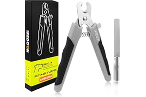 IREDOON Dog Nail Clippers and Trimmers with Nail File, Ultra-Sharp 4CR13 Stainless Steel Blades Pet Grooming Nail Clippers for Small Medium-Large Breeds