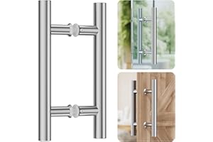 Ranbo Brushed 6" (CTC) Back to Back Shower Door Handle, 10" Length, Heavy Duty 1mm 304 Stainless Steel Pull, Fits 1/4"-1/2" Glass Doors & 1-3/8"-2-3/16" Barn Doors