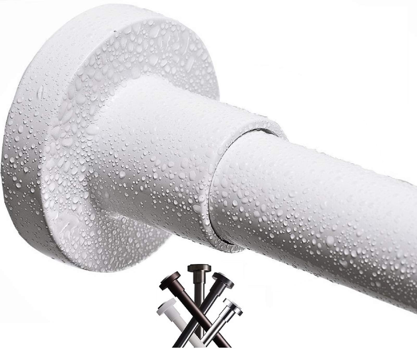 BRIOFOX Shower Curtain Rod 43-73 Inches Matte White, Rustproof and Non-Slip Spring Tension Rod for Window or Bathroom, Stainless Steel
