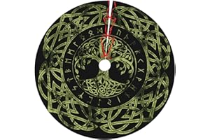 LUMANSITTER Life of Tree Viking Celts Pagan Wicca 36 Inch Christmas Tree Skirt Carpet Mat Funny Party Decor Supplies for Xmas Halloween Decorations Occasion Ornament