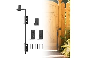 URDOGSL 12" Heavy Duty Cane Bolts for Gates with Upgraded Square Hardware Gate Drop Rod with Black Finish for Wood PVC Vinyl Fences Gates, Double Doors-1 Pack