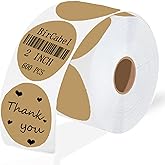 2 Inch Brown Round Thermal Labels,600 Labels/Roll, Self-Adhesive Circle Inventory Stickers, Multi-Purpose Round Roll Thermal Printing Stickers for Business and Domestic Use