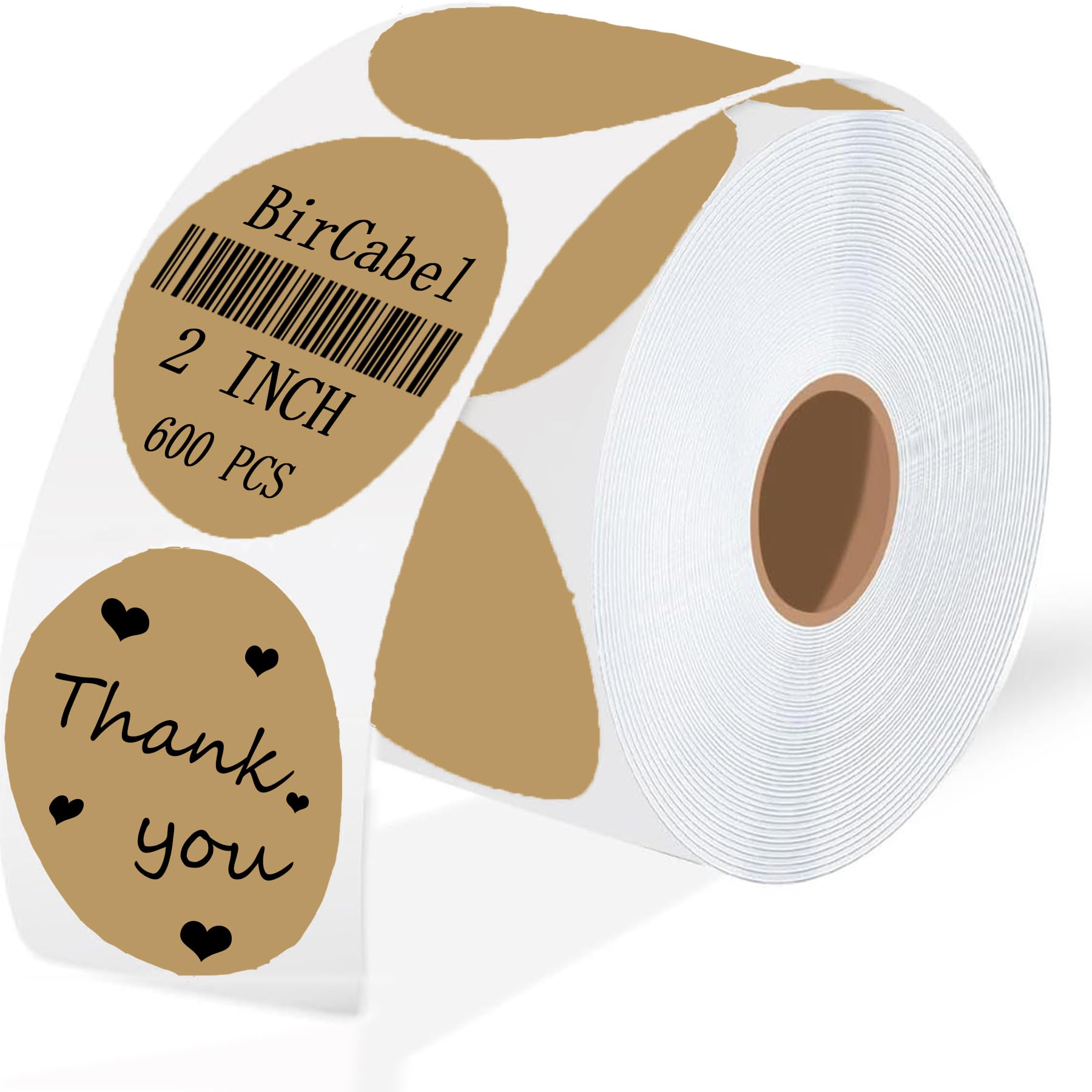 Photo 1 of 2 Inch Brown Round Thermal Labels,600 Labels/Roll, Self-Adhesive Circle Inventory Stickers, Multi-Purpose Round Roll Thermal Printing Stickers for Business and Domestic Use