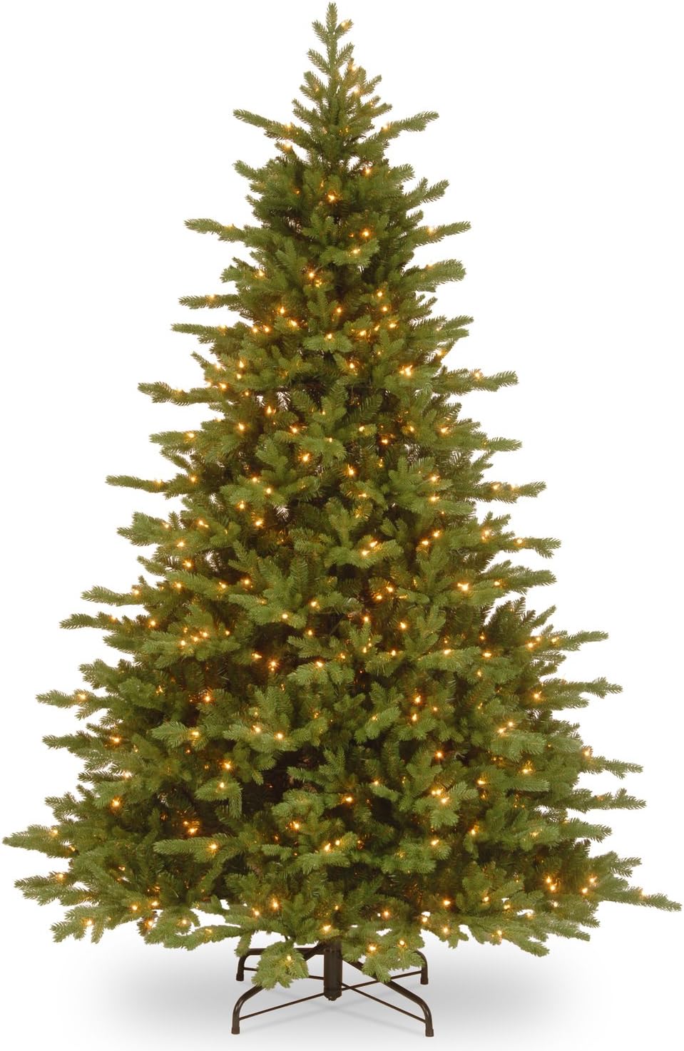 National Tree - 7.5ft Feel-Real Pre Lit Vienna Fir Hinged Artificial Christmas Tree with 700 LED Warm White Lights - M7.5