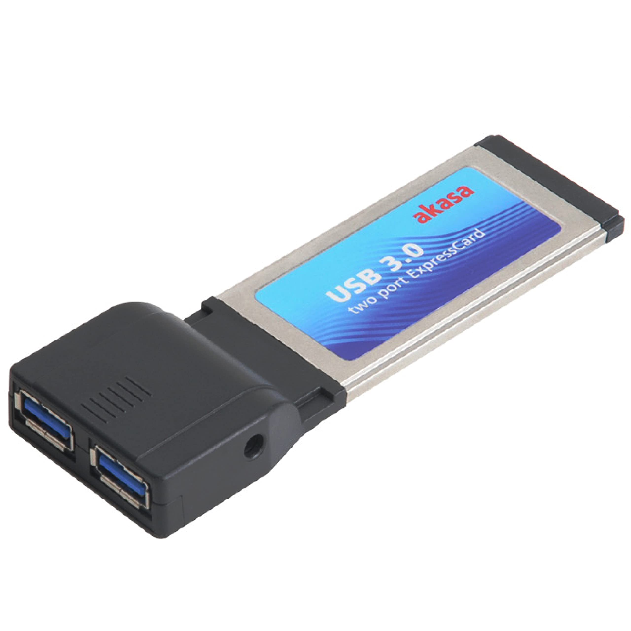 Akasa USB 3.0 ExpressCard | Notebook PC Extension Card | Two Ports | SuperSpeed Data Transfer | AK-EXCU3-01