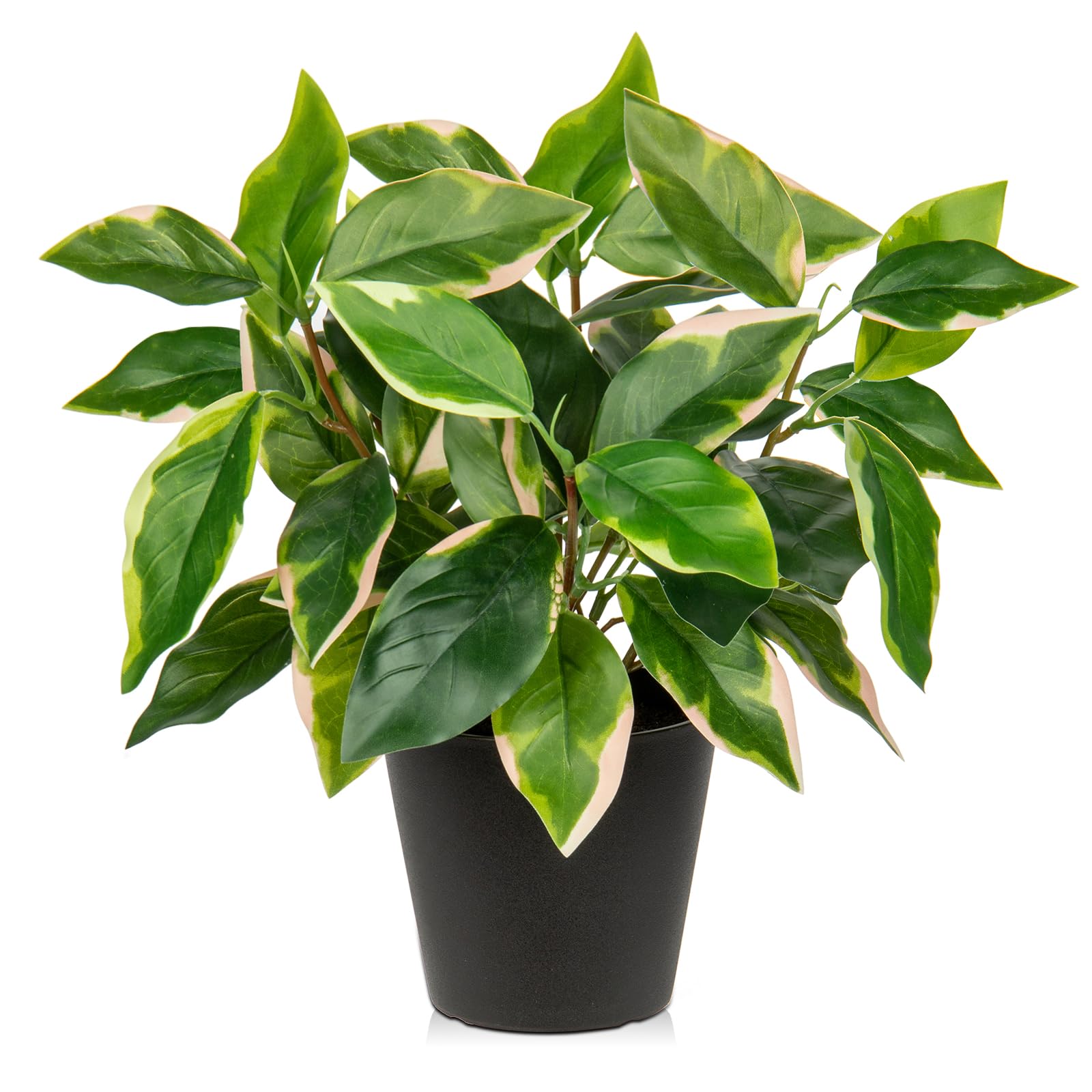 Photo 1 of Artificial Plants Indoor Small Fake Plants in Pots Faux Pothos N‘ Joy Potted Plant Fake Indoor Plants with Black Pots for Bathroom Living Room Office Desk Shelves