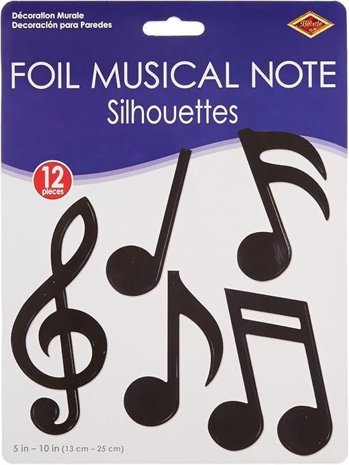 Amazon Com Beistle 55881 12 Pack Foil Musical Note Silhouettes