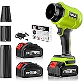 Cordless Leaf Blower, Leaf Blower Cordless with Battery and Charger, Portable Lightweight Handheld Blower, Extended Nozzle, Turbo Jet Blower for Lawn Care, Patio Cleaning, Leaves, Dust (Green)