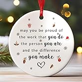 Thank You Gifts for Women Men, May You Be Proud of The Difference You Make Ceramic Ornament - Appreciation, Retirement, Farewell Gifts, Birthday Christmas for Coworkers