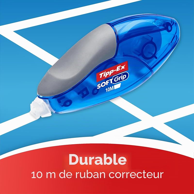 Tipp-Ex Soft Grip Rubans Correcteurs - 10 m x 4,2 mm, Boîte de 10
