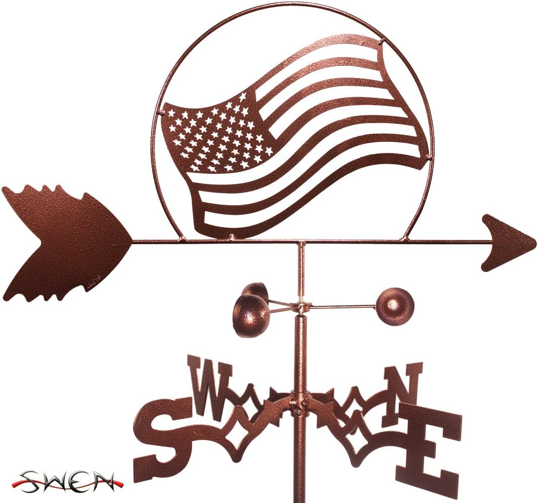 Weathervanes - SWEN Products United States of American Flag Flat Post Mount Weathervane ~New~