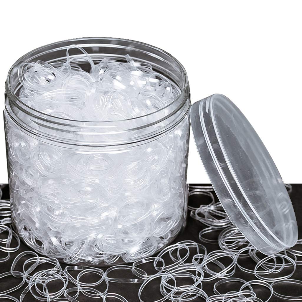 2000Pcs Clear Elastic Hair Bands, Rubber Hair Ties