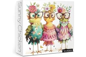 BBOLDIN Funny Chicken Puzzles for Adults 1000 Pieces, Cute Bird Flower Jigsaw Puzzles, Beautiful Animal Art Puzzles