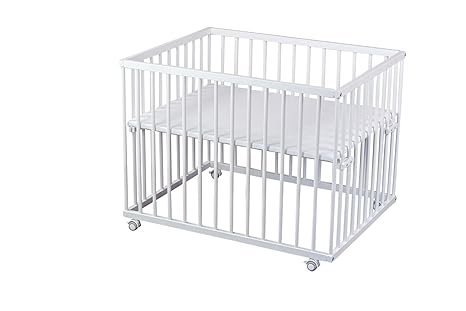 Laufgitter weiß 75x100 Buche mit gummierten Rollen