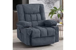 BOSMILLER Massage Swivel Rocker Recliner Chair with Vibration Massage and Heat Ergonomic Lounge Chair for Living Room with Rocking Function and Side Pocket, 2 Cup Holders, USB Charge Port