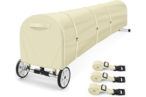 UTHEM Swimming Pool Solar Reel Cover, 16Ft Heavy Duty Waterproof Solar Blanket Reel Cover, UV Resistant Solar Blanket Reel Roller Covers Swimming Pool Solar Reel Covers for Inground Pool, Begie