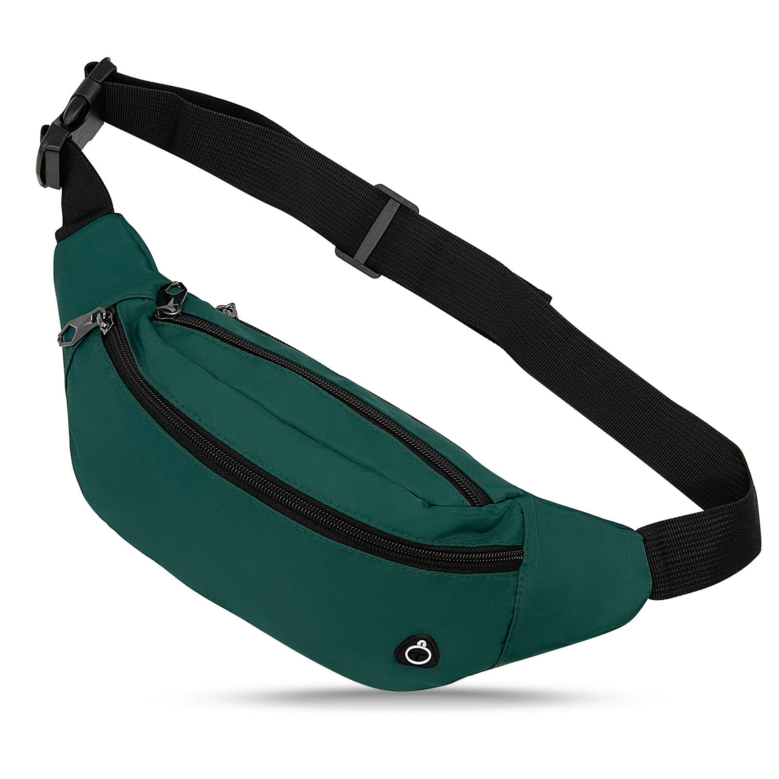 Long Keeper Waist Fanny Pack for Women Men, Waterproof Bum Bag Dog Walking Running Hiking Waist Packs with Adjustable Belt for Sport Travel Outdoor B-Green