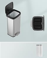 SONGMICS 68L Kitchen Bin Pedal Trash Can with Lid Metal Silver Black LTB520E68 view 3