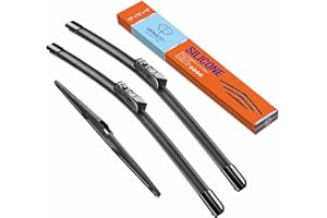 WOWIPER Silicone Windshield Wiper Blades with Rear Wiper Blade for Mazda CX9 CX-9 2016-2023, All-Season Automotive Replacement Windshield Wipers for My Car - 24"+18"+14" (Set of 3)