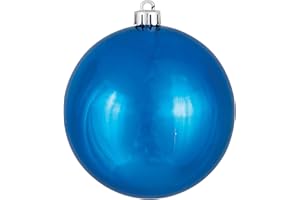 Vickerman 4" Christmas Blue Shiny Ornaments - Set of 6 Blue Shatterproof Ball Ornaments - UV Resistant Plastic - Unique Addition to Holiday Tree Décor - Ready to Hang