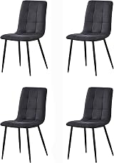 mcc direct Set of 4 Faux Suede Dining Chairs Metal Legs Black Grey Light Grey view 3