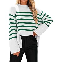 Saklifuo Suéter De Punto A Rayas Para Mujer - Cuello Redondo, Manga Larga, Talla Grande, Estilo Otoño/Invierno 2025