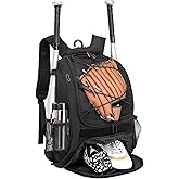 DAFISKY Baseball Bag Softball Backpack - Youth Adult T Ball Bat Equipment Bag with Bat Helmet Holders, Shoe Compartment