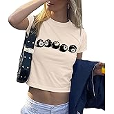 Kelxjia Graphic Baby Tees for Women Y2k 8-Ball Shirt Cute Crop Tops for Teen Girls Aesthetic Emo Clothes 2000s Grunge Shirts