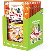 INABA Churu Fun Bites Chewy Cat Treats, Chicken, 18ct | Immune support, Antioxidant support, 69% moisture, Low calorie, Grain-free, Preservative-free, 18 x 0.42 oz tetras packs