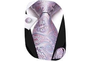 Hi-Tie Mens Silk Paisley Necktie and Pocket Square Cufflinks Set for Wedding Business