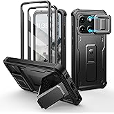 Dexnor for Motorola Moto G Stylus-5G-2025 Case, [2 Front Frame] [Built-in Magnetic Slide Camera Cover] Heavy Duty Protection Shockproof Cover Case with Screen Protector Kickstand, 6.7 inch Black