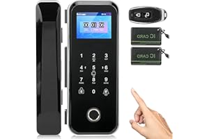 Dioche Smart Door Lock, 5 in 1 Electronic Glass Intelligent Door Lock, Password/IC Card/Fingerprint Lock, with 2.4in Full Color Screen, Anti-peep Code, APP Control, USB Power Supply, Work for TUYA